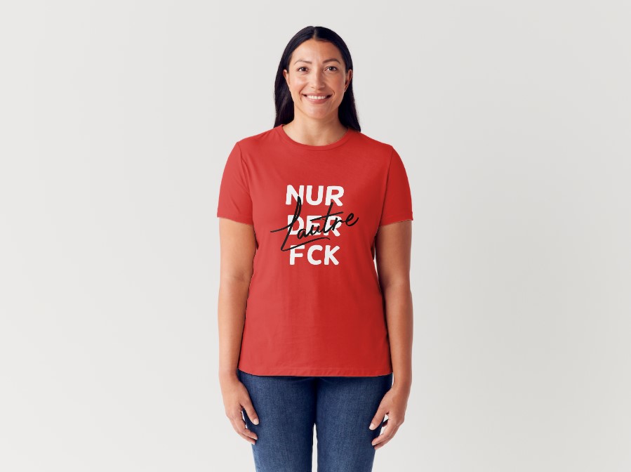 Nur der FCK - Lautre - DAMENSHIRT Jack & Jones - T-Shirt - 100 % ringgesponnene, gekämmte Bio-Baumwolle (Lipstick Red)