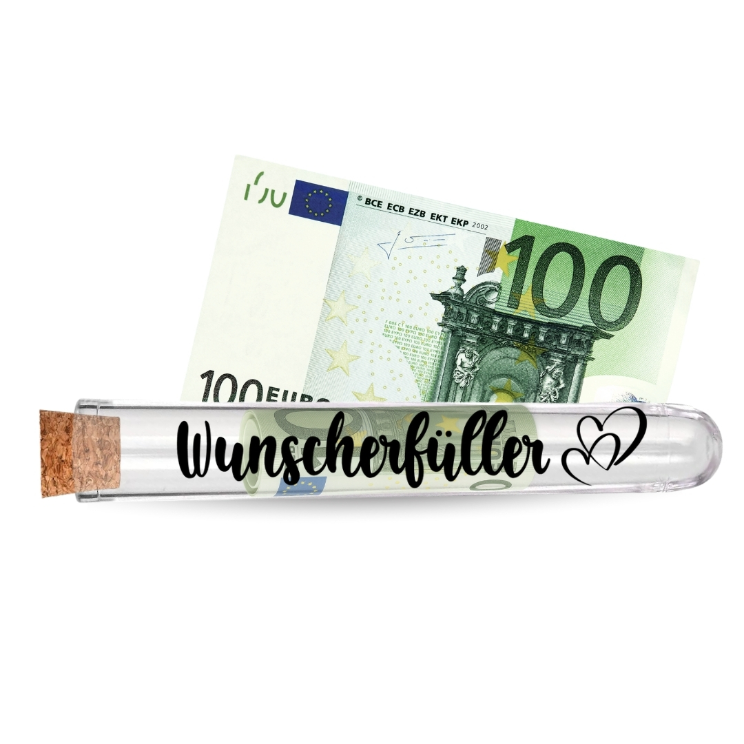Wunscherfüller im Reagenzglas – Kreatives Geldgeschenk mit Herz